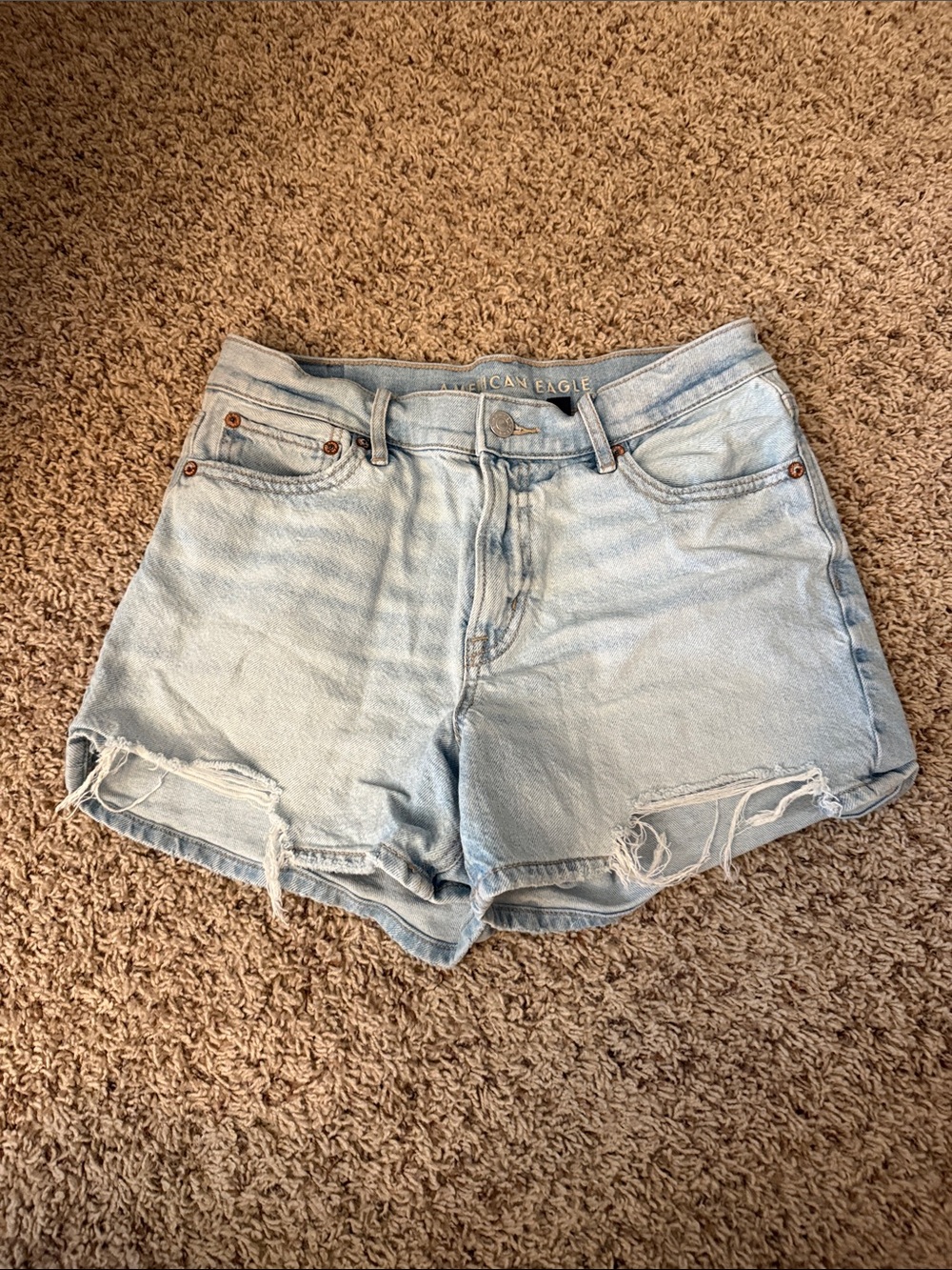 American Eagle Outfitters Light Blue Distressed Denim Shorts